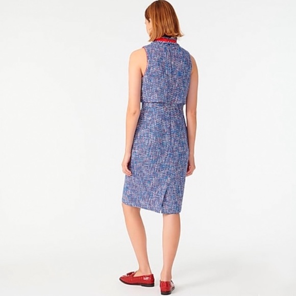 J Crew Tie Neck Tank Dress Blue in Autumn Tweed NWT AR691 Women’s Size 20 - Picture 2 of 13